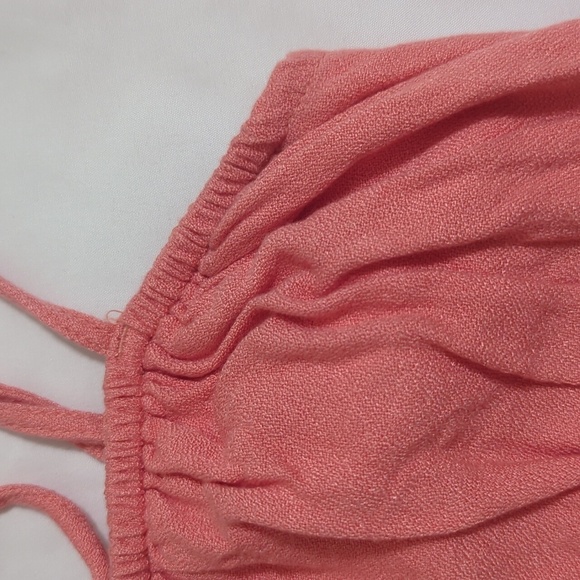 Abercrombie & Fitch Tie- Front Spaghetti Strap Midi Dress, Color Coral Size SP - Picture 13 of 15